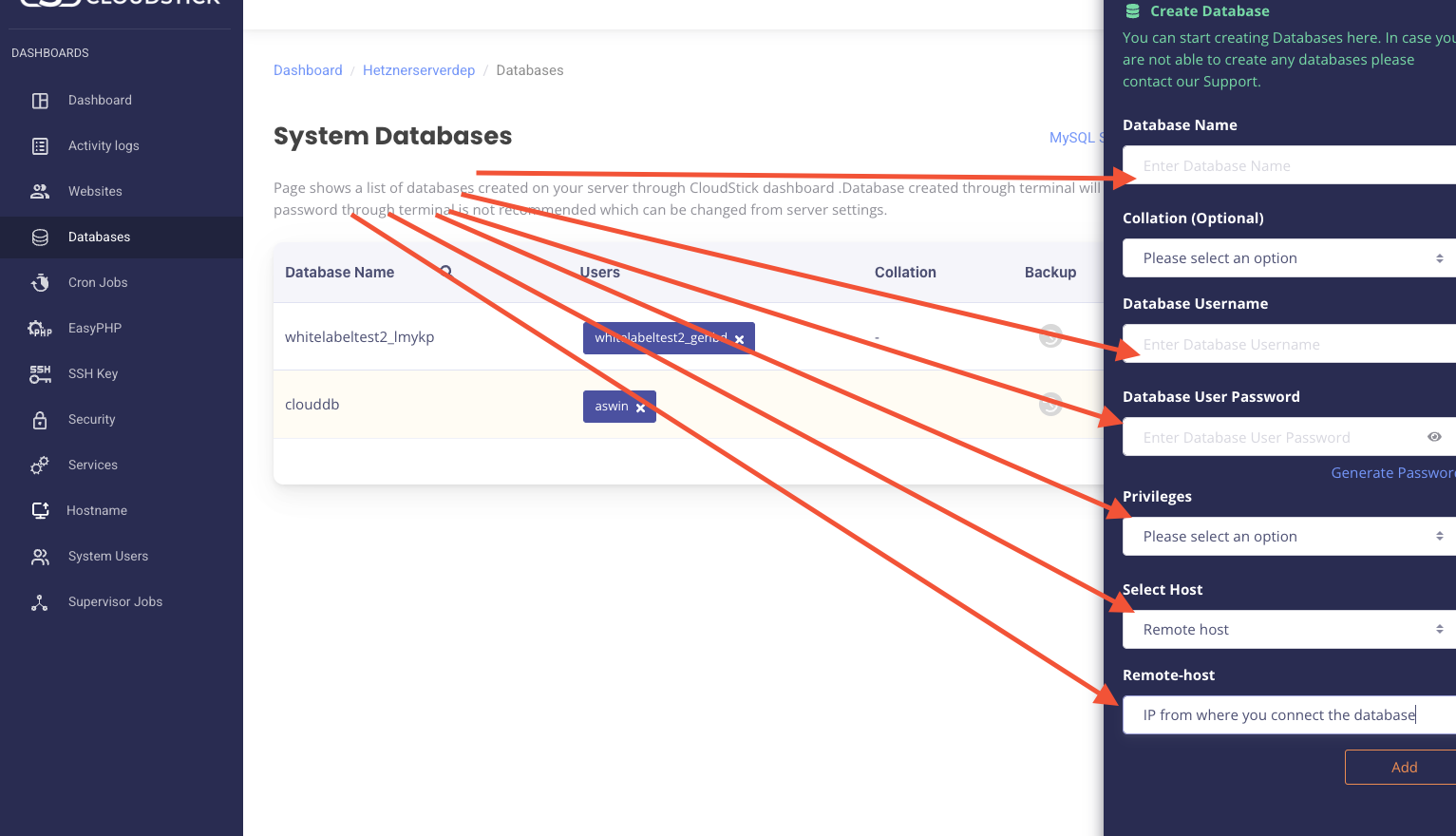 Mysql database setup